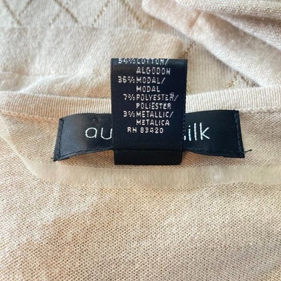 August Silk 3/4 Sleeve Cotton Modal Blend Sparkle Lightweight Sweater L - Picture 5 of 5